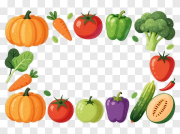 Colorful Vegetable Border Illustration PNG