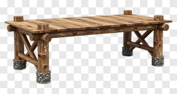 Wooden Table With Stone Legs PNG