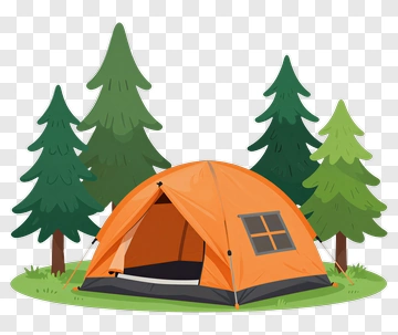 Camping Tent Surrounded By Trees PNG