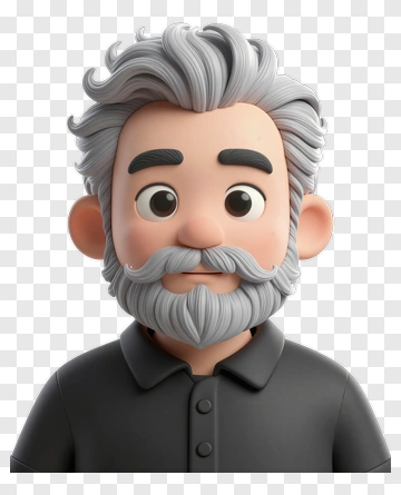 3D Man With Gray Beard And Short Hair PNG