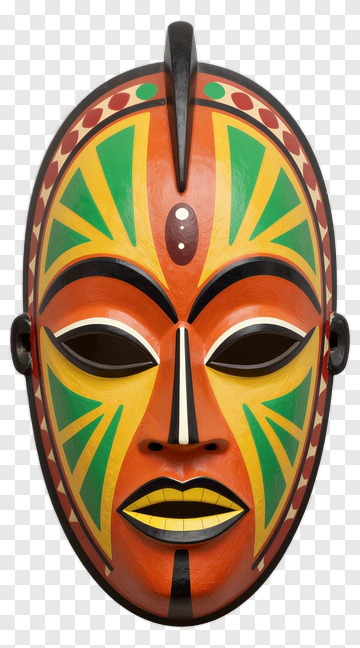 Colorful African Tribal Mask PNG