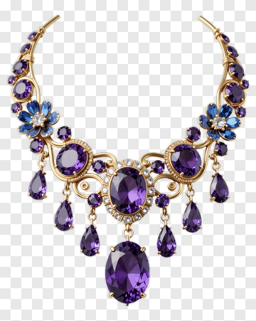 Elegant Purple And Blue Gemstone Necklace PNG