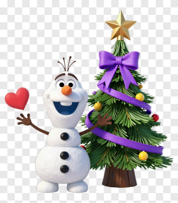 Cartoon Snowman Holding A Heart Next To A Christmas Tree PNG