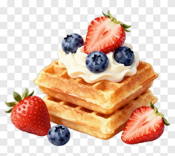 Waffles Topped With Strawberries And Blueberries PNG