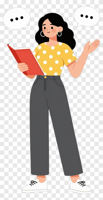 Woman Holding A Book And Gesturing PNG
