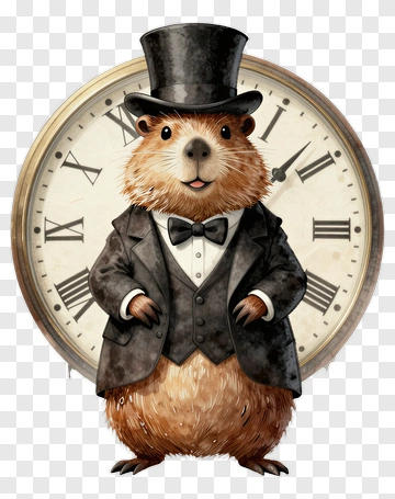 Dapper Groundhog In A Top Hat And Bow Tie PNG