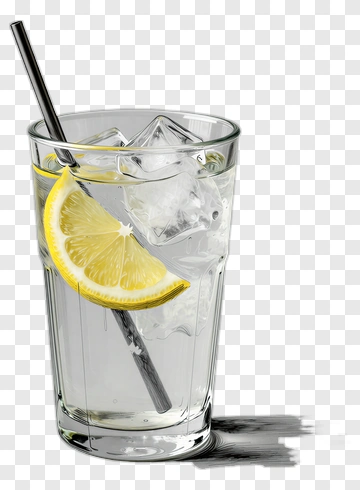 Glass Of Lemonade With Ice Cubes PNG