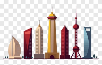 Modern City Skyline Illustration PNG