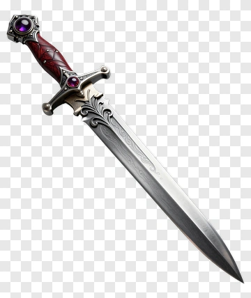 Decorative Dagger With Intricate Handle Design PNG