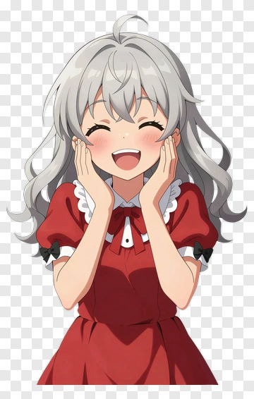 Happy Girl In A Red Dress PNG
