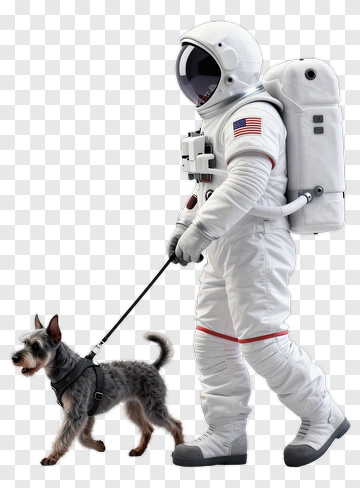 Astronaut Walking A Dog PNG
