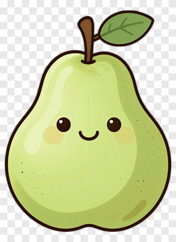 Cartoon Pear With A Happy Face PNG