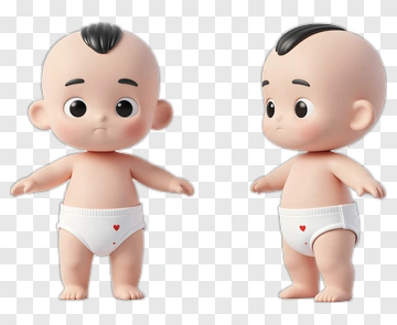 3D Baby Doll With Heart Design PNG