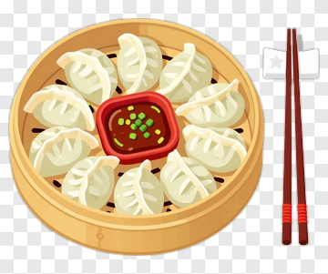 Steamed Dumplings With Soy Sauce Dip PNG