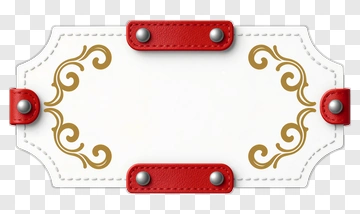 Vintage Label With Red Straps And Decorative Swirls PNG