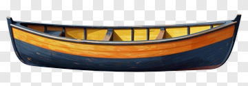 Wooden Canoe With Yellow And Blue Colors PNG