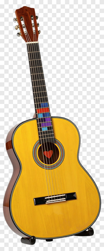 Acoustic Guitar With Colorful Inlays PNG