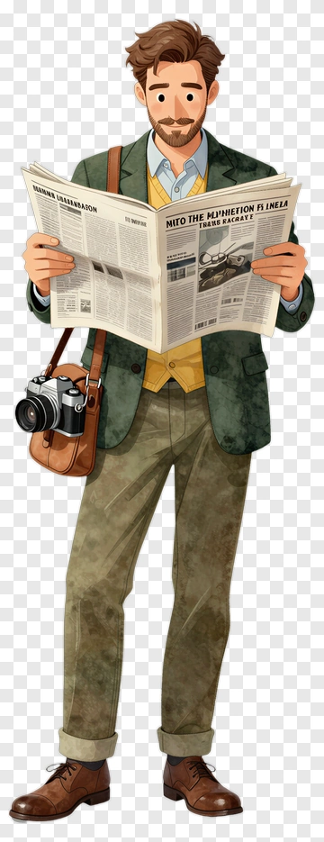 Stylish Man Reading A Newspaper PNG