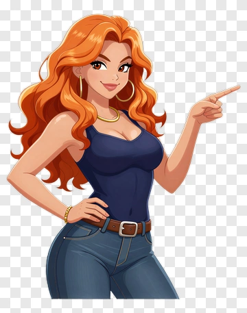 Cartoon Woman Pointing PNG