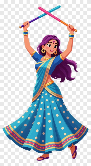 Dancing Woman In Colorful Traditional Dress PNG