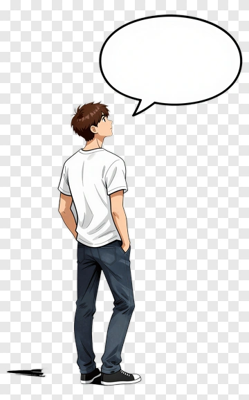 Young Man Standing With Speech Bubble PNG