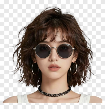 Stylish Woman With Sunglasses And Earrings PNG