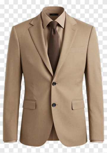 Beige Suit Jacket With Brown Tie PNG