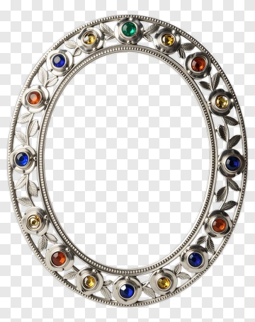 Decorative Silver Frame With Colorful Gems PNG