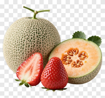 Fresh Strawberries And Cantaloupe PNG