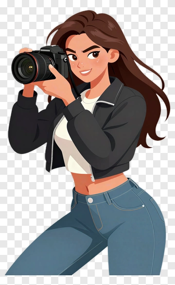 Cartoon Photographer Holding A Camera PNG