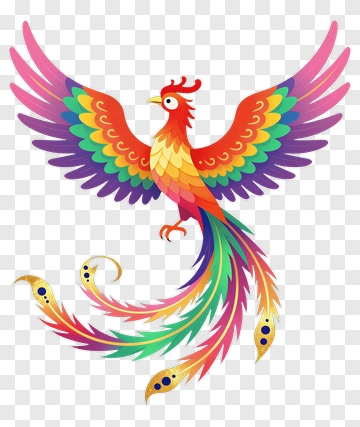 Colorful Phoenix With Vibrant Feathers PNG