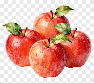 Fresh Red Apples With Leaves PNG