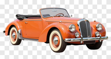 Vintage Orange Convertible Car PNG
