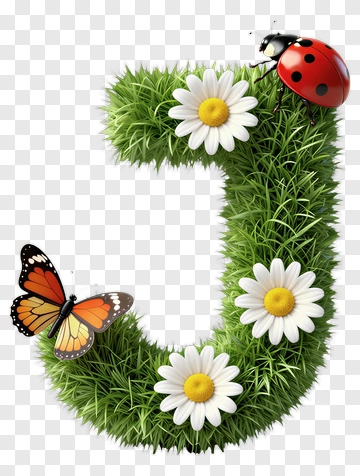 Green Grass Number Three With Butterflies And Ladybug PNG