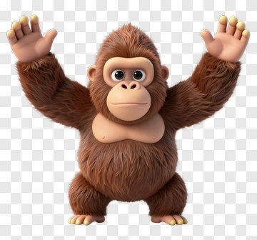 Cartoon Gorilla With Raised Arms PNG