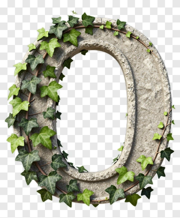 Stone Letter O With Ivy Leaves PNG