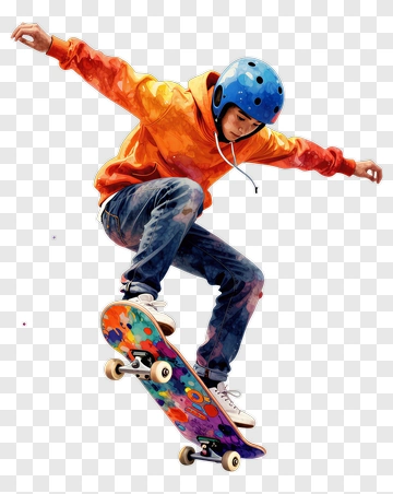 Skateboarder Performing A Trick In An Orange Hoodie PNG