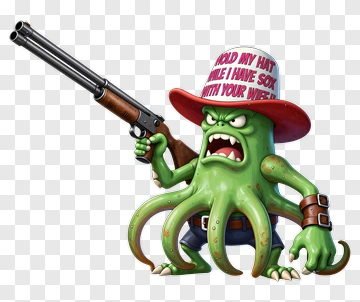 Cartoon Octopus Holding A Gun PNG