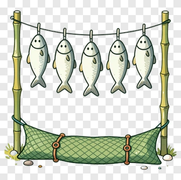 Fish Drying On A Rack PNG