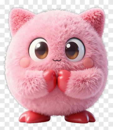 Cute Pink Cartoon Character With Big Eyes PNG
