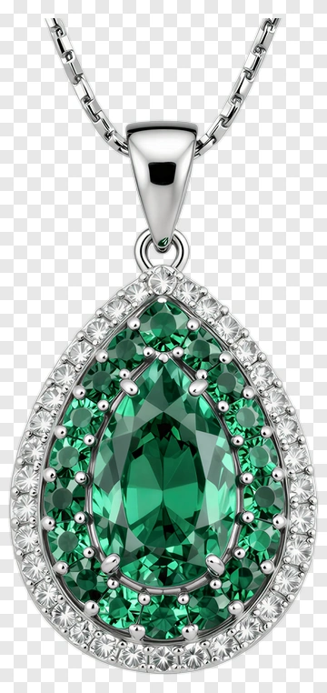 Emerald Teardrop Pendant Necklace PNG