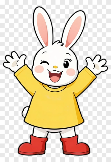 Cartoon Rabbit In Yellow Dress PNG