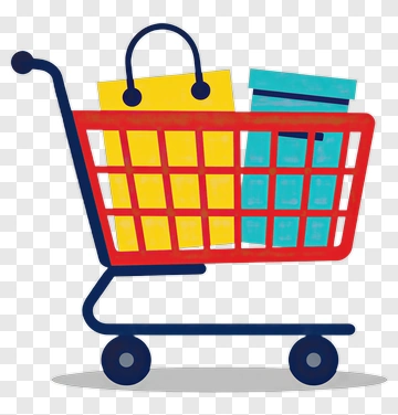 Shopping Cart With Colorful Items PNG