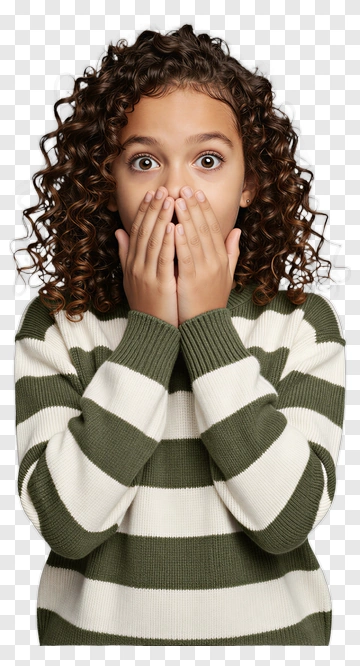 Surprised Girl Covering Her Mouth PNG