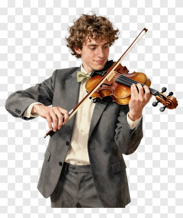 Young Man Playing Violin In Formal Attire PNG