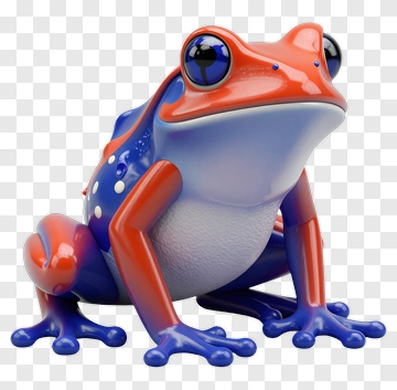 3D Frog With Blue And Orange Colors PNG