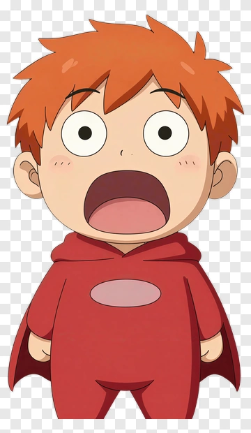 Cartoon Boy In Red Outfit With Open Mouth PNG