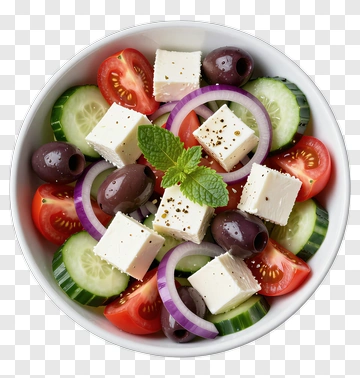 Fresh Greek Salad With Feta And Olives PNG