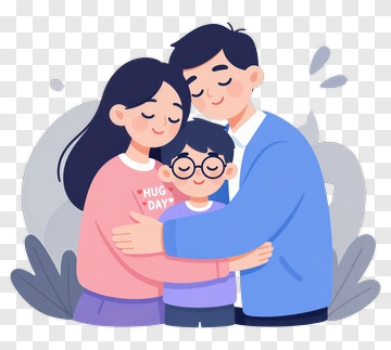 Happy Family Hugging On Parents Day PNG