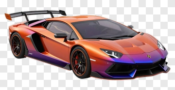 3D Sports Car With Orange And Purple Gradient PNG
